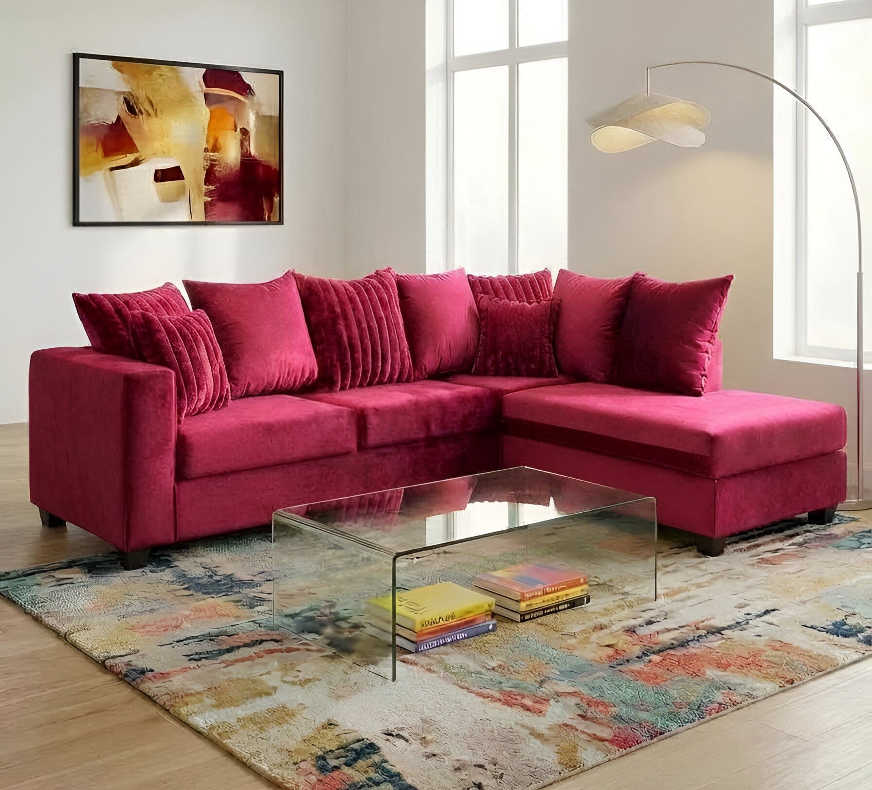 Kora  sectional Fuchsia