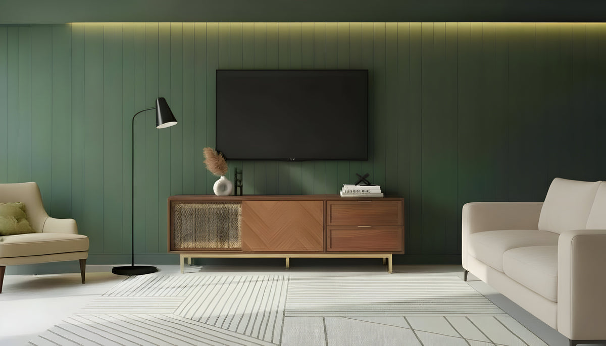 Milana TV Console (Walnut Gold)