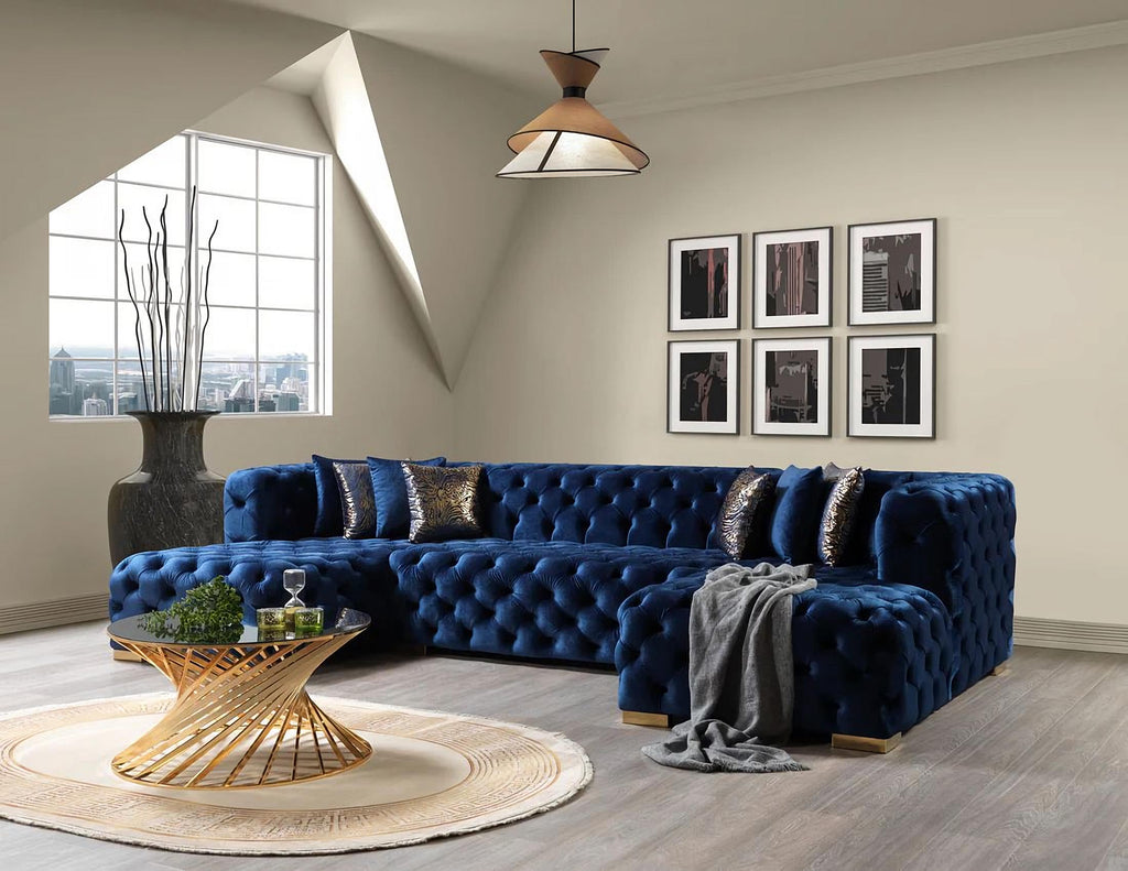 Neva Velvet Blue Sectional
