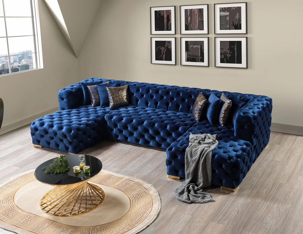 Neva Velvet Blue Sectional