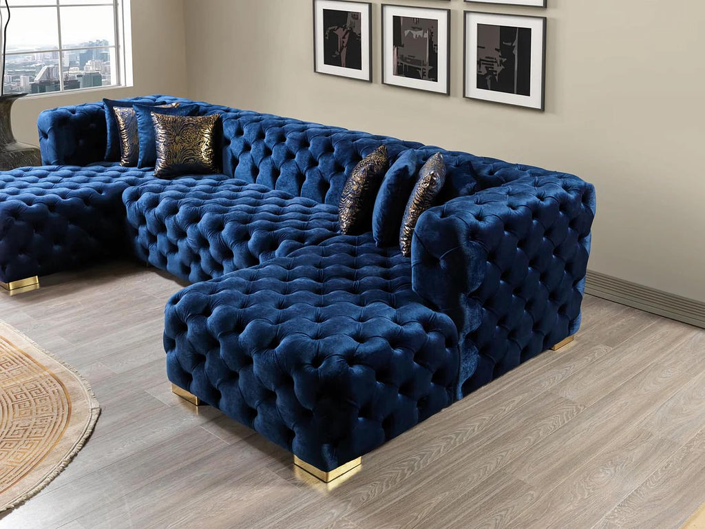 Neva Velvet Blue Sectional