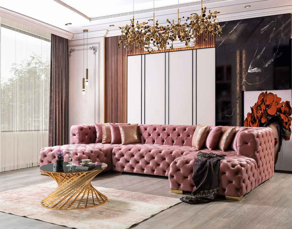 Neva Velvet Pink Sectional