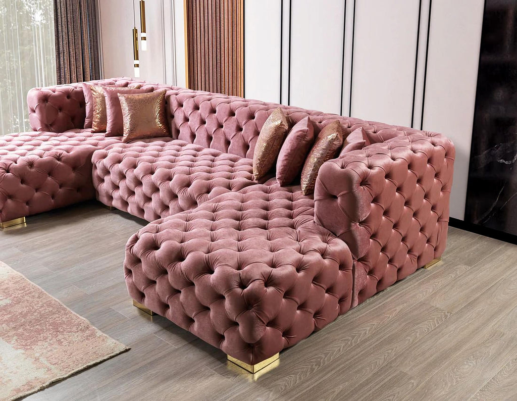 Neva Velvet Pink Sectional