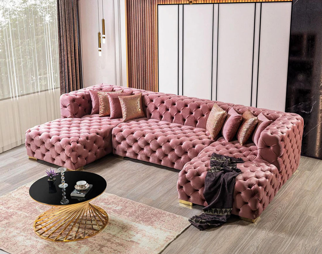 Neva Velvet Pink Sectional