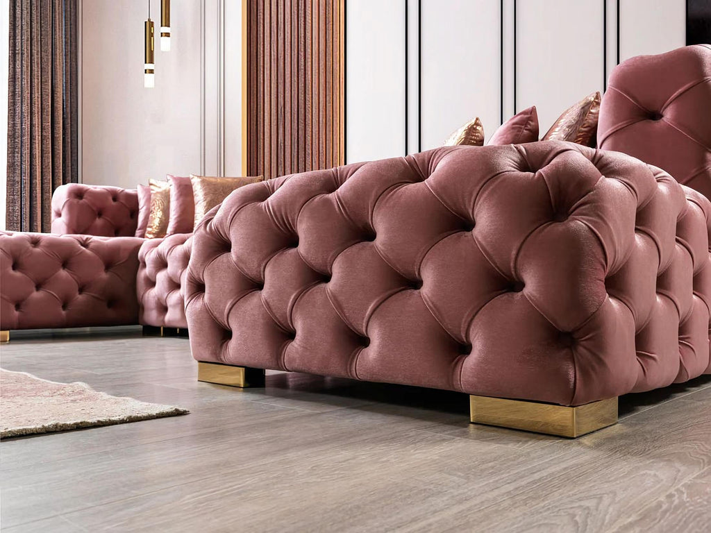 Neva Velvet Pink Sectional