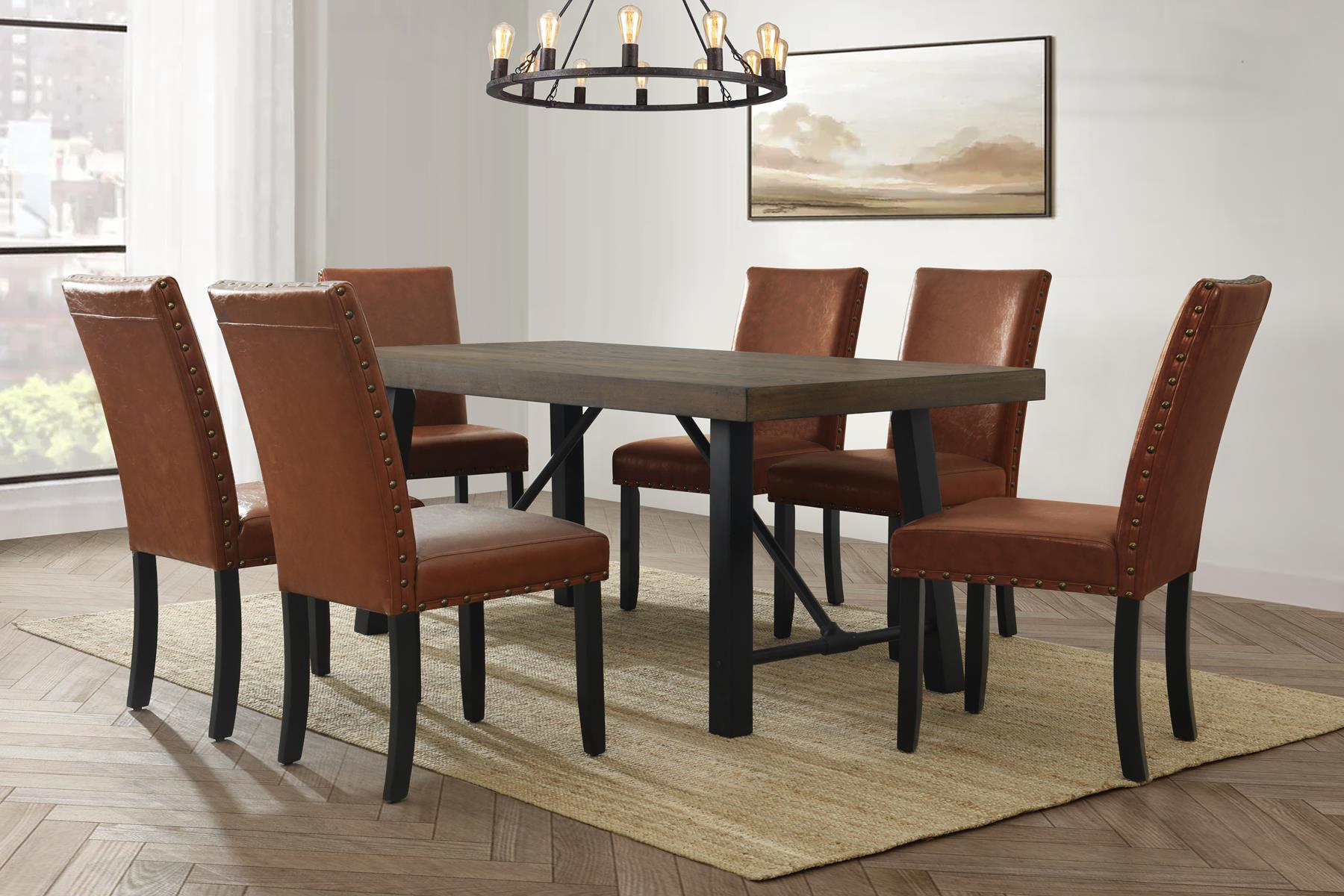 Rustic – 7pc Dining Set – Caramel