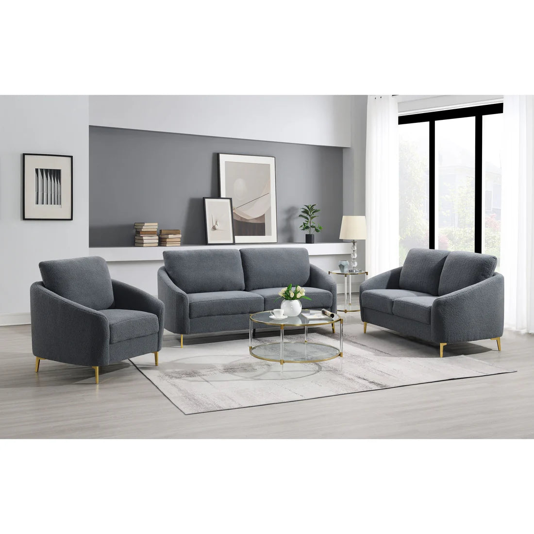 Lily 3 pcs living room set gray