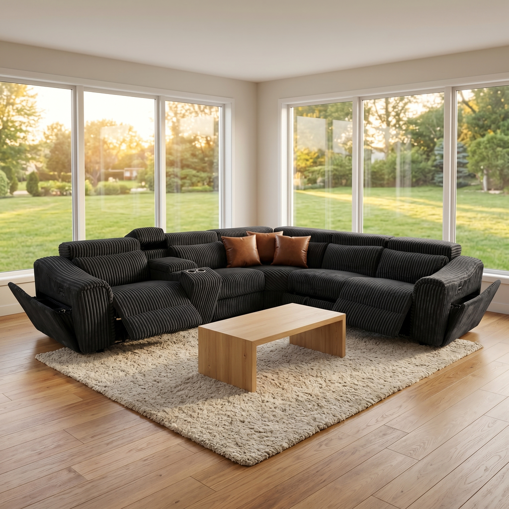 Yash Black Sectional Recliner