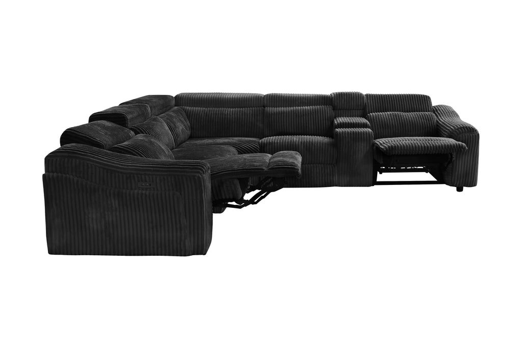 Yash Black Sectional Recliner