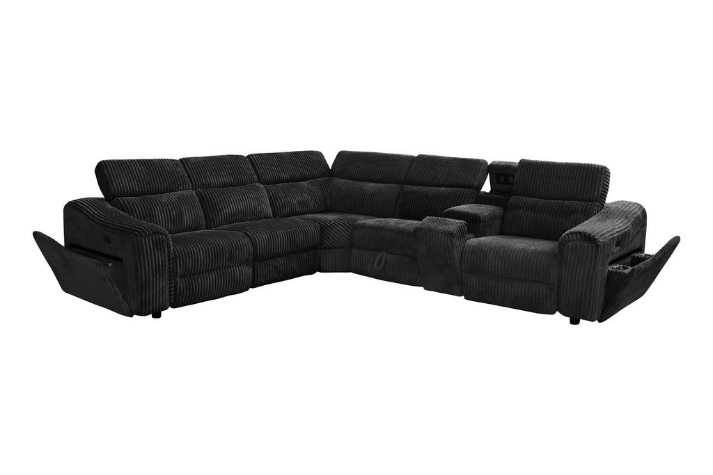 Yash Black Sectional Recliner