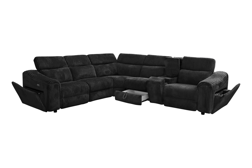 Yash Black Sectional Recliner