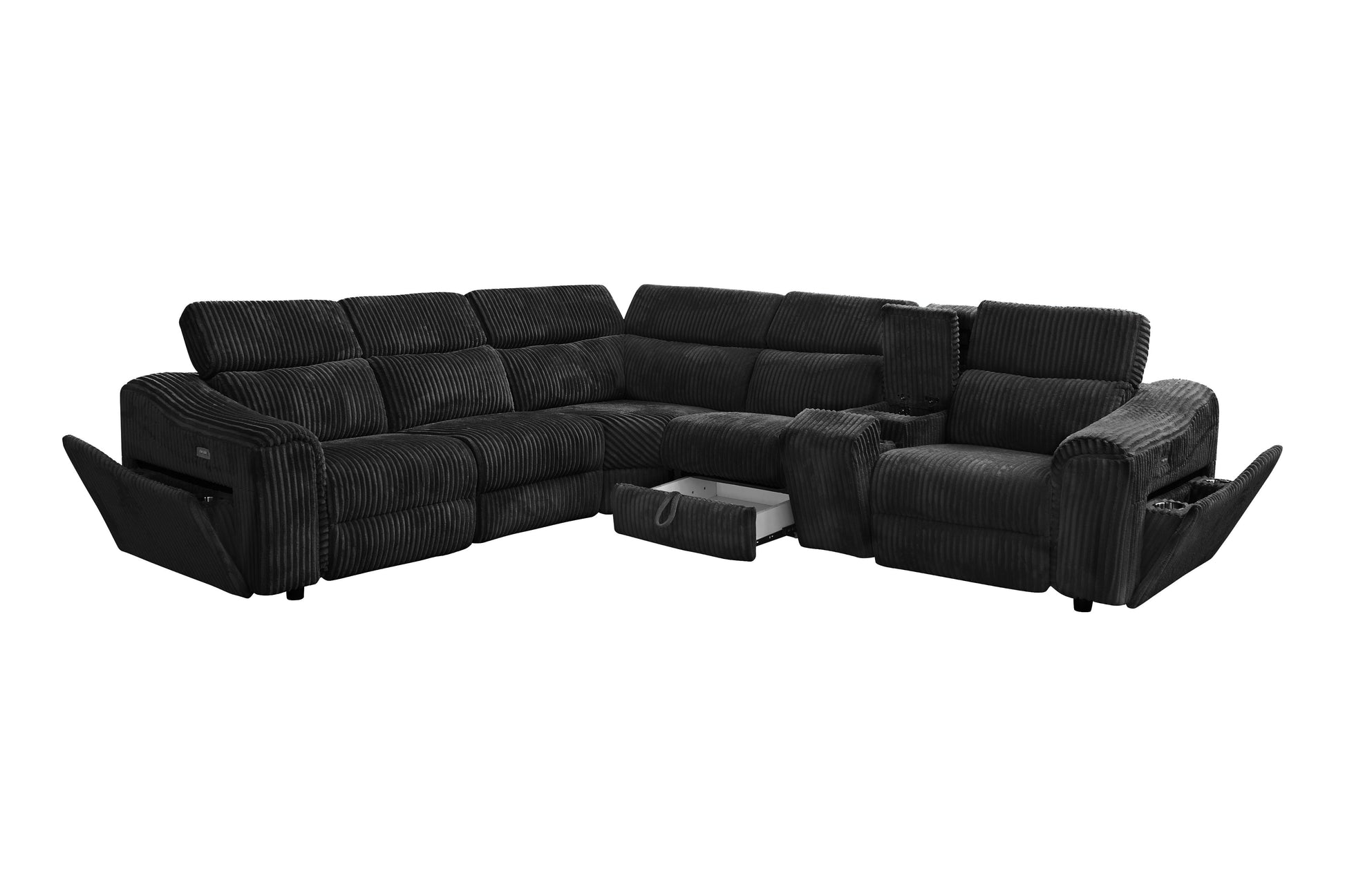 Yash Black Sectional Recliner