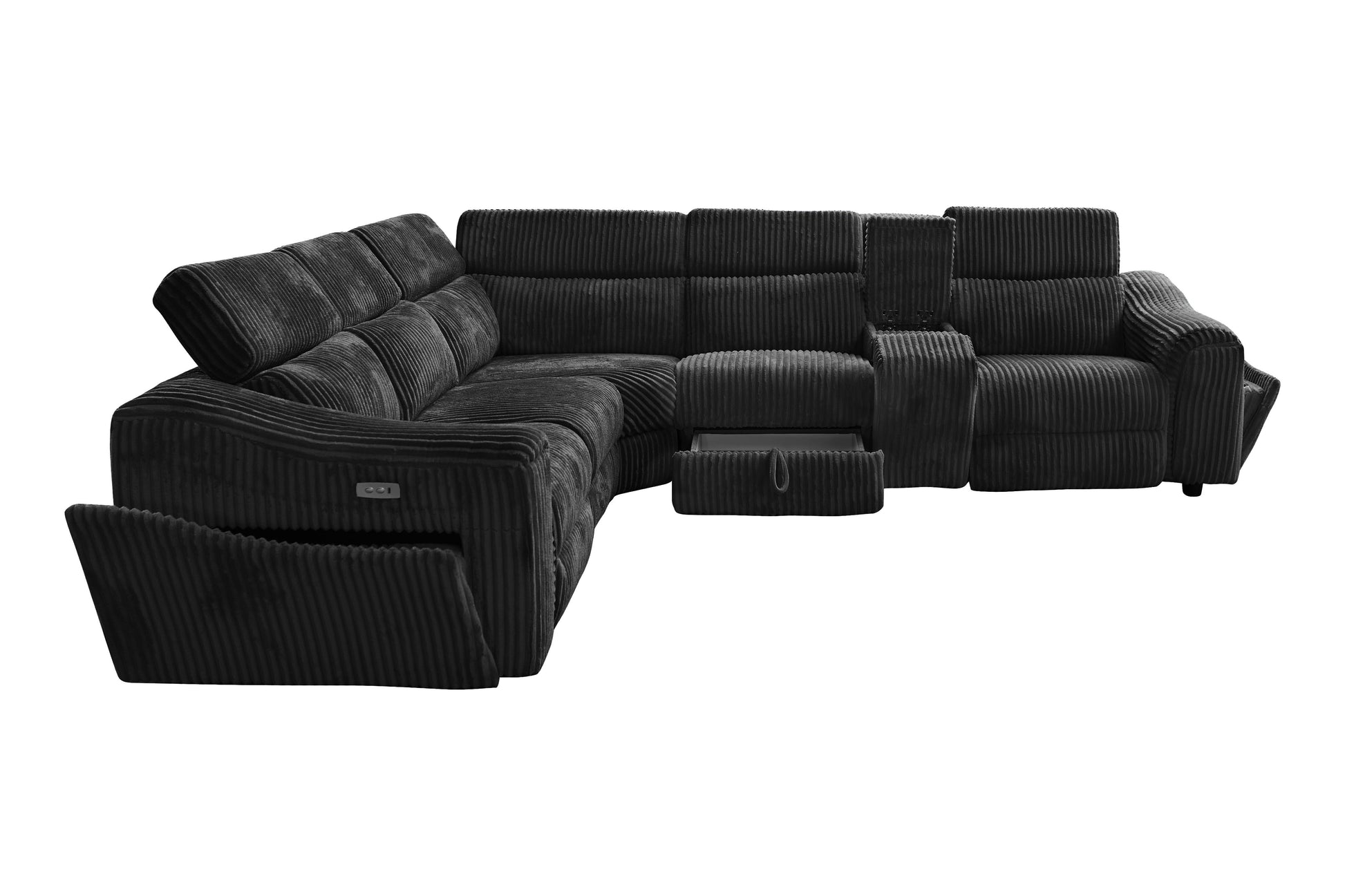 Yash Black Sectional Recliner