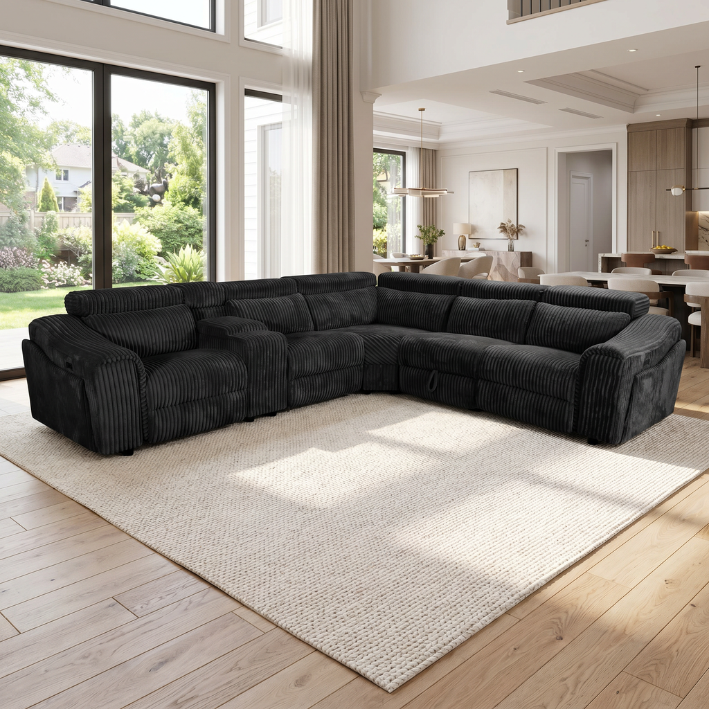 Yash Black Sectional Recliner