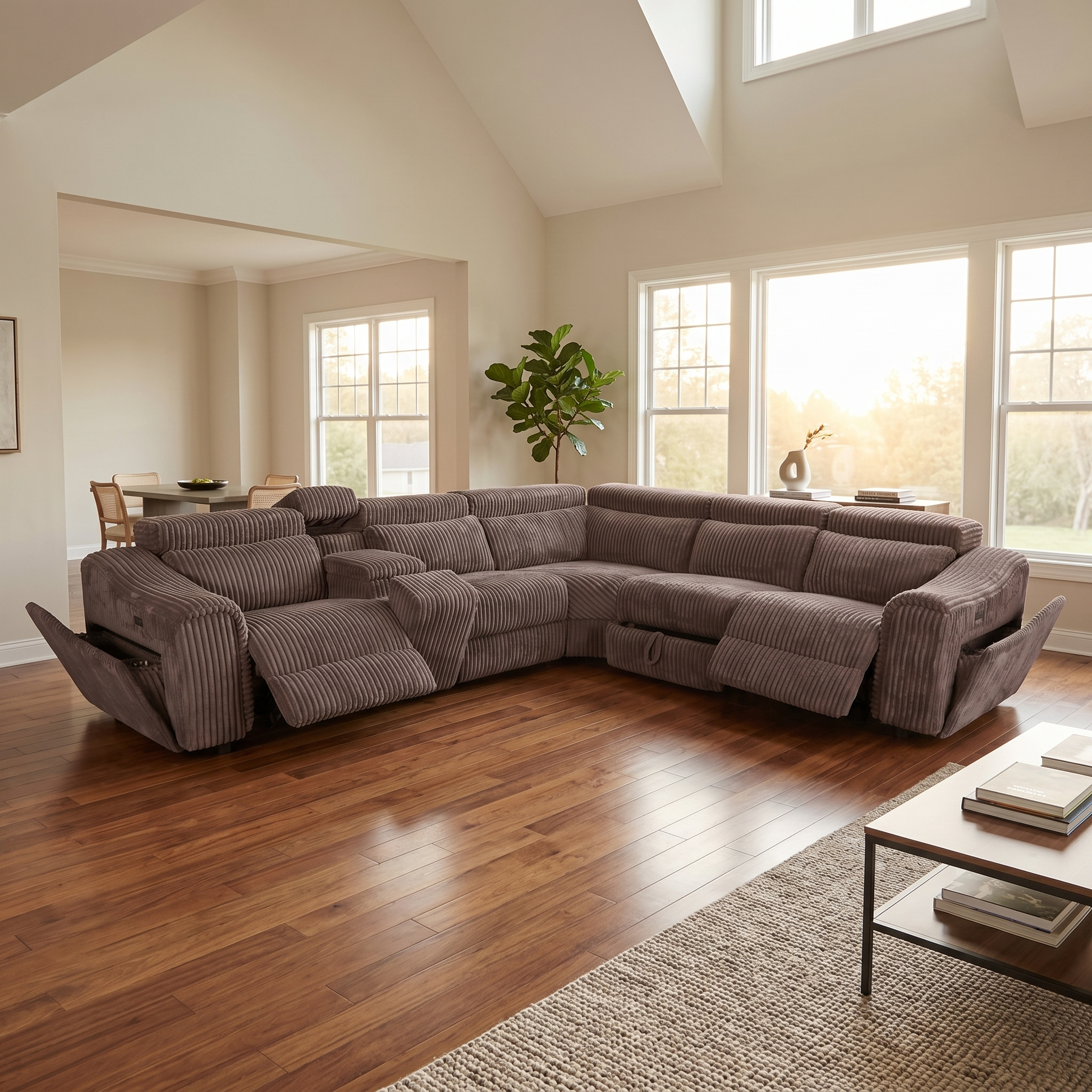 Yash Brown Sectional Recliner