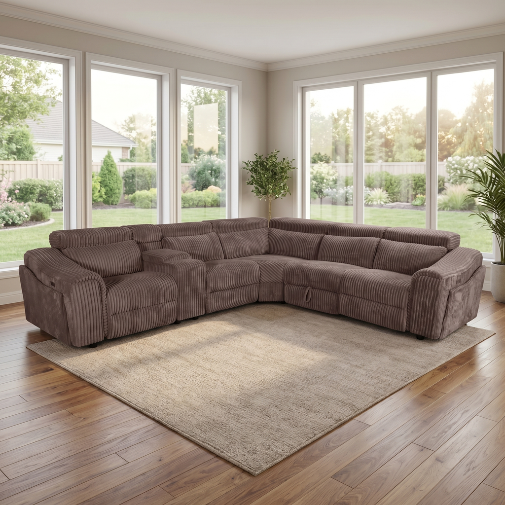 Yash Brown Sectional Recliner