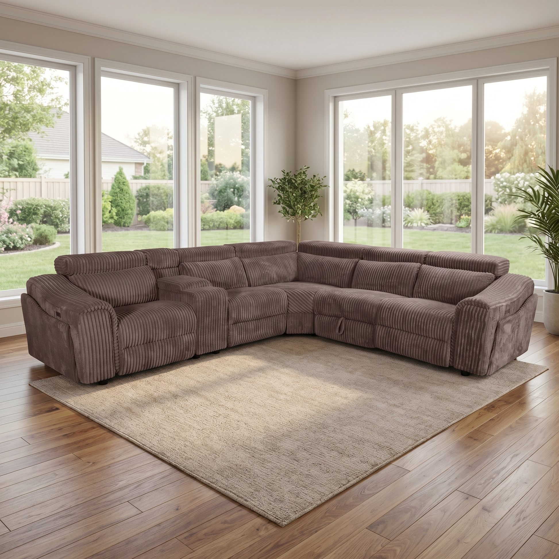 Yash Brown Sectional Recliner