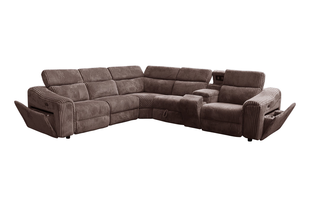 Yash Brown Sectional Recliner