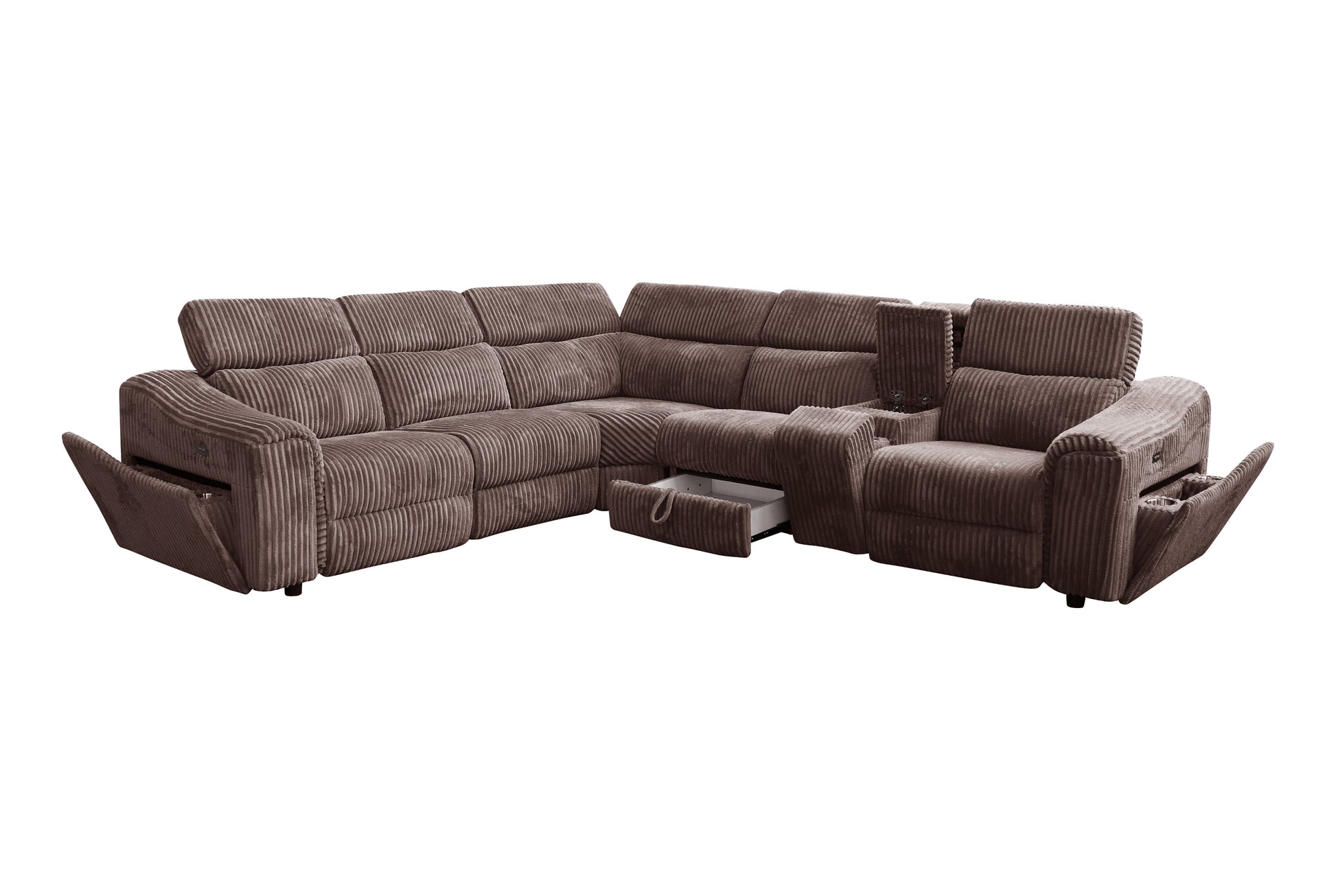 Yash Brown Sectional Recliner