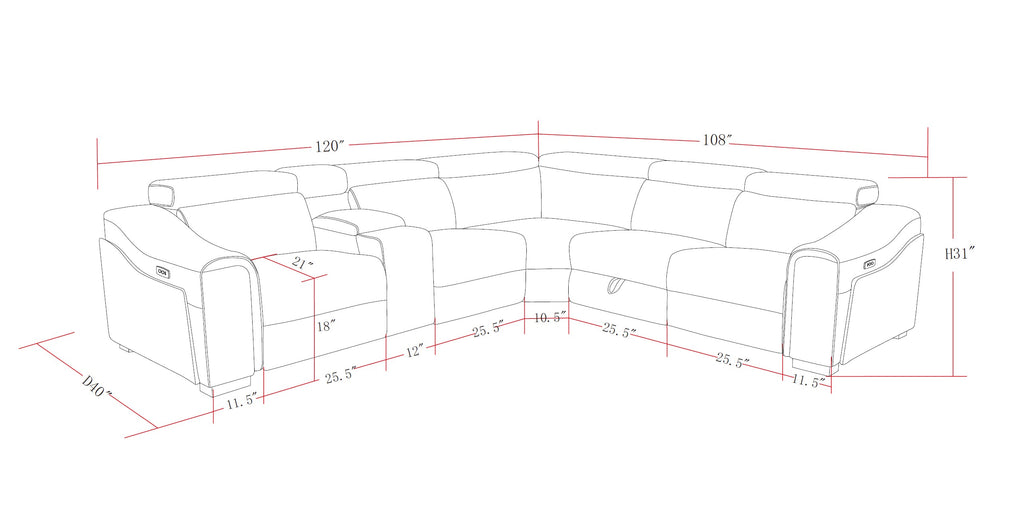 Yash Brown Sectional Recliner