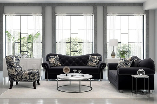 Bing Black Sofa and Loveseat