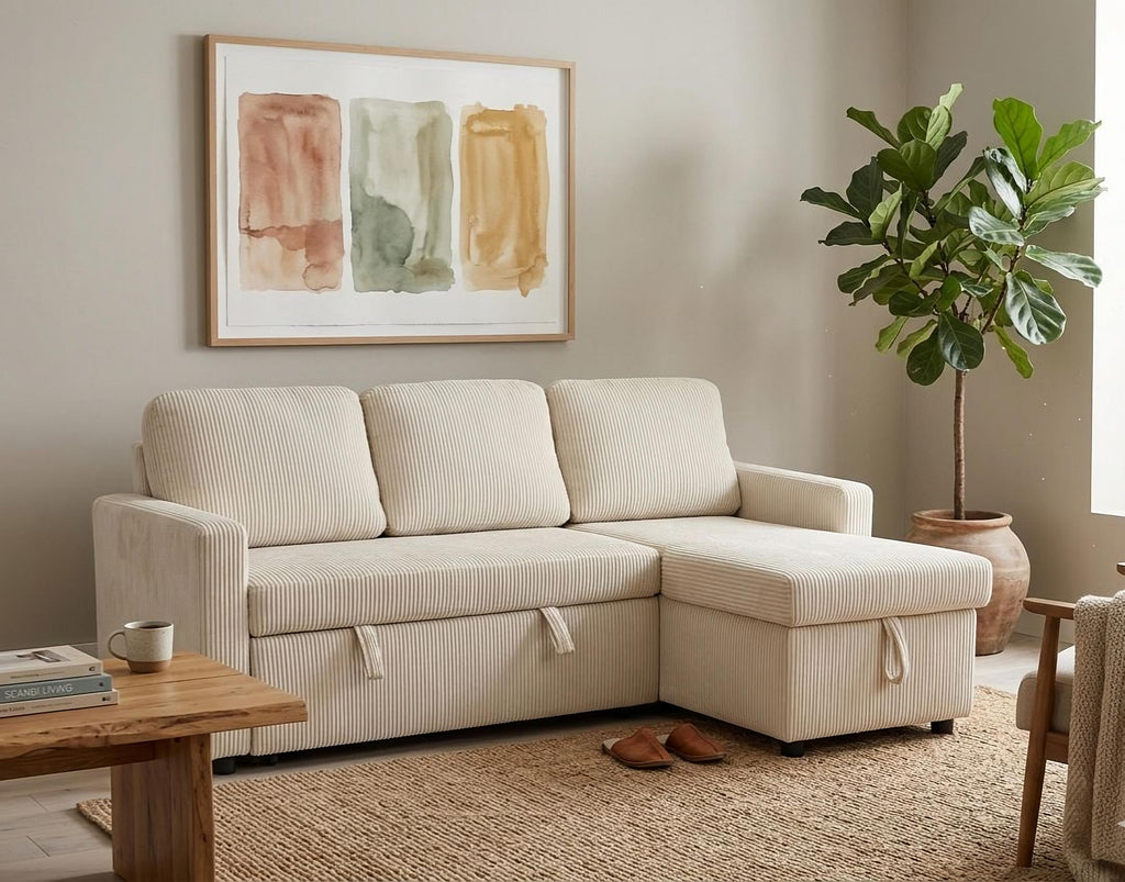 Tommy Beige Convertible Sectional