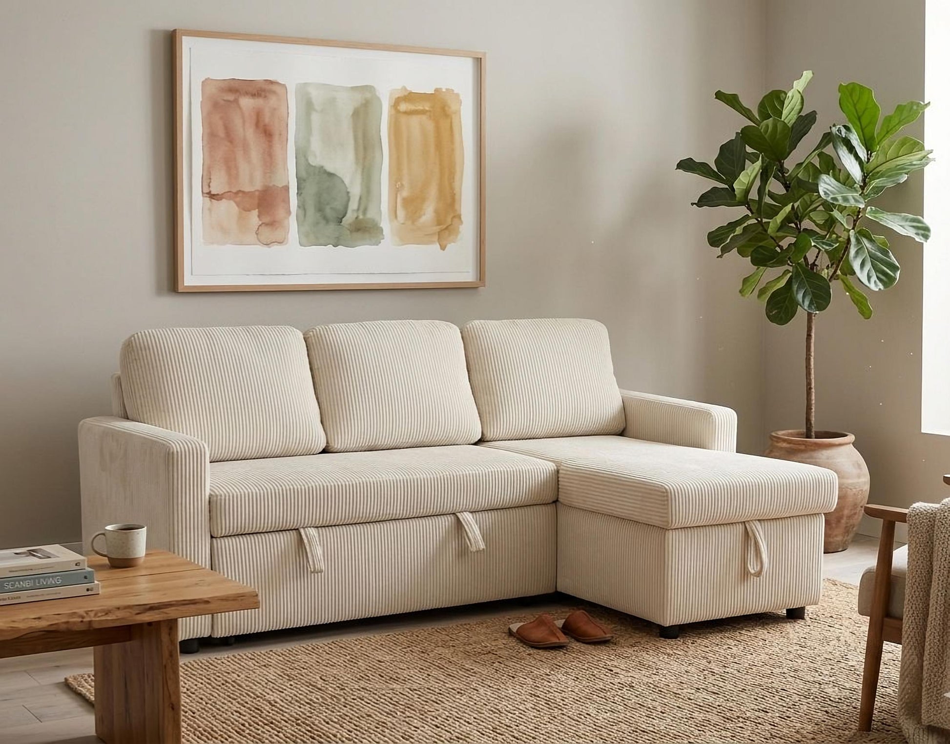 Tommy Beige Convertible Sectional