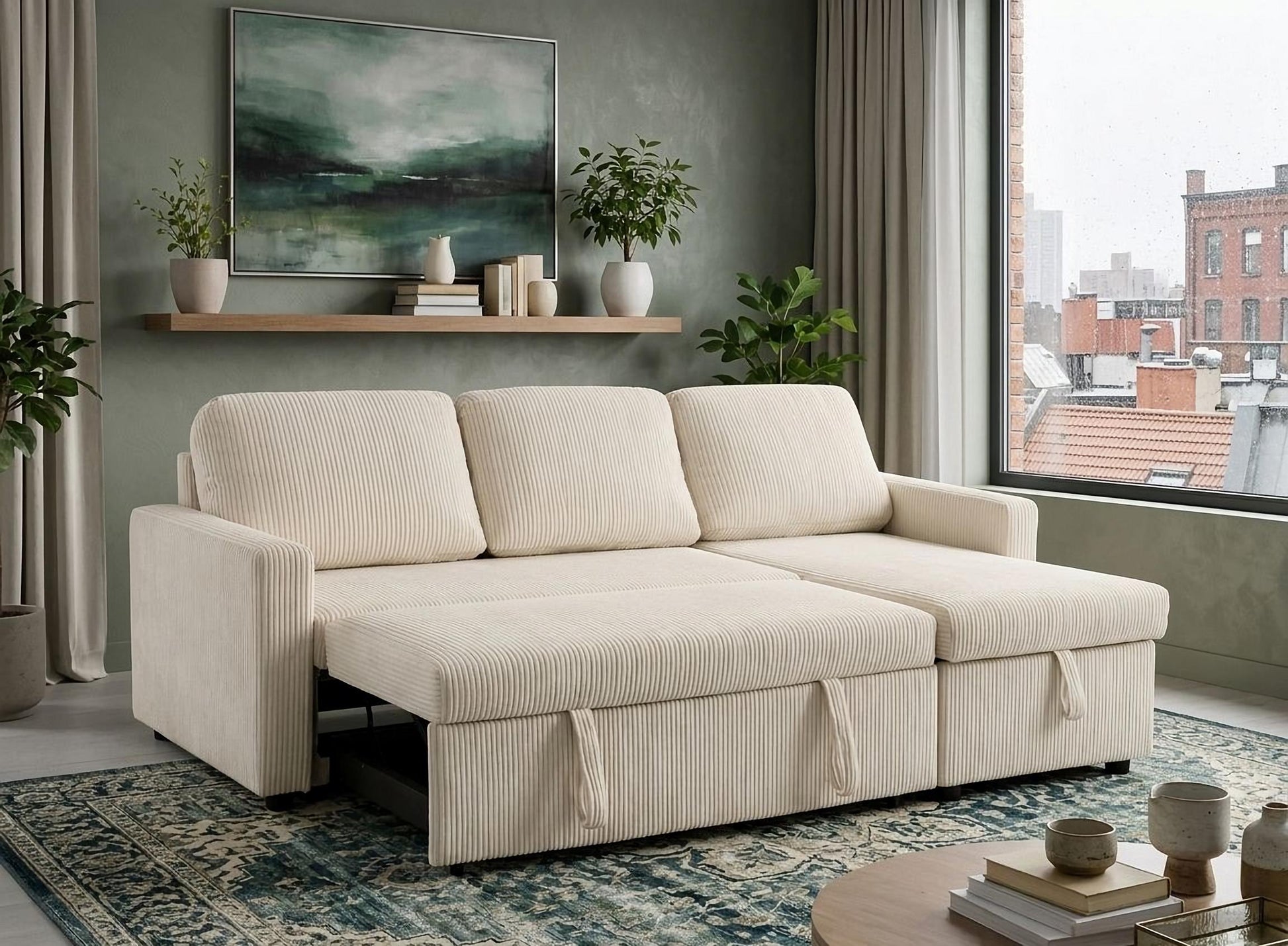 Tommy Beige Convertible Sectional