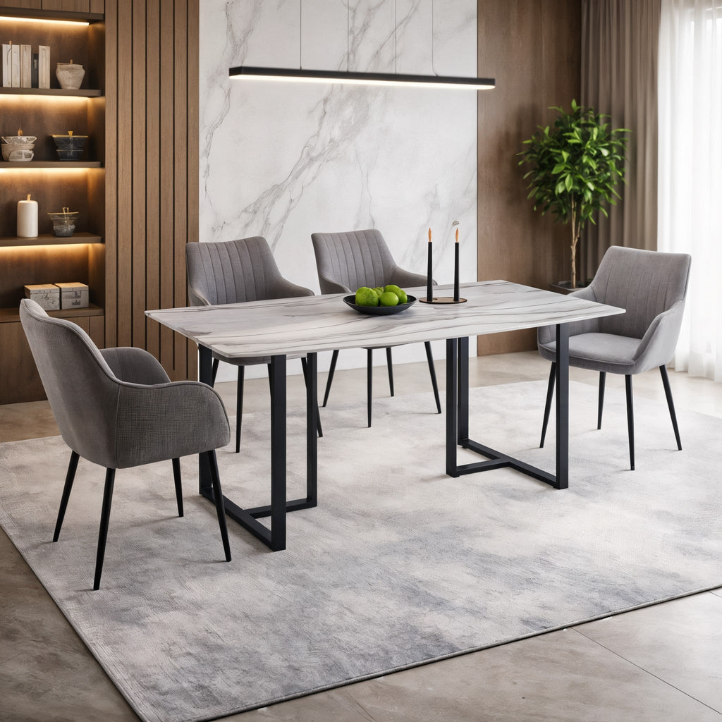 Tulsa 5pc Dining Set with 4 Gray Linen Chairs