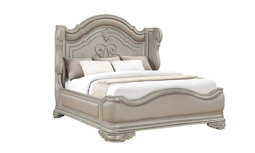 Traditional bedroom set Top Grade wood marble top