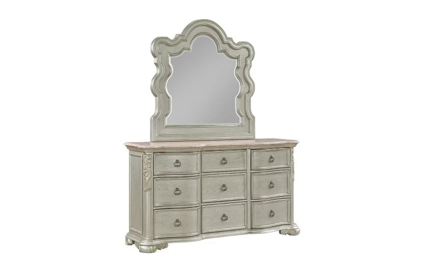 Traditional bedroom set Top Grade wood marble top