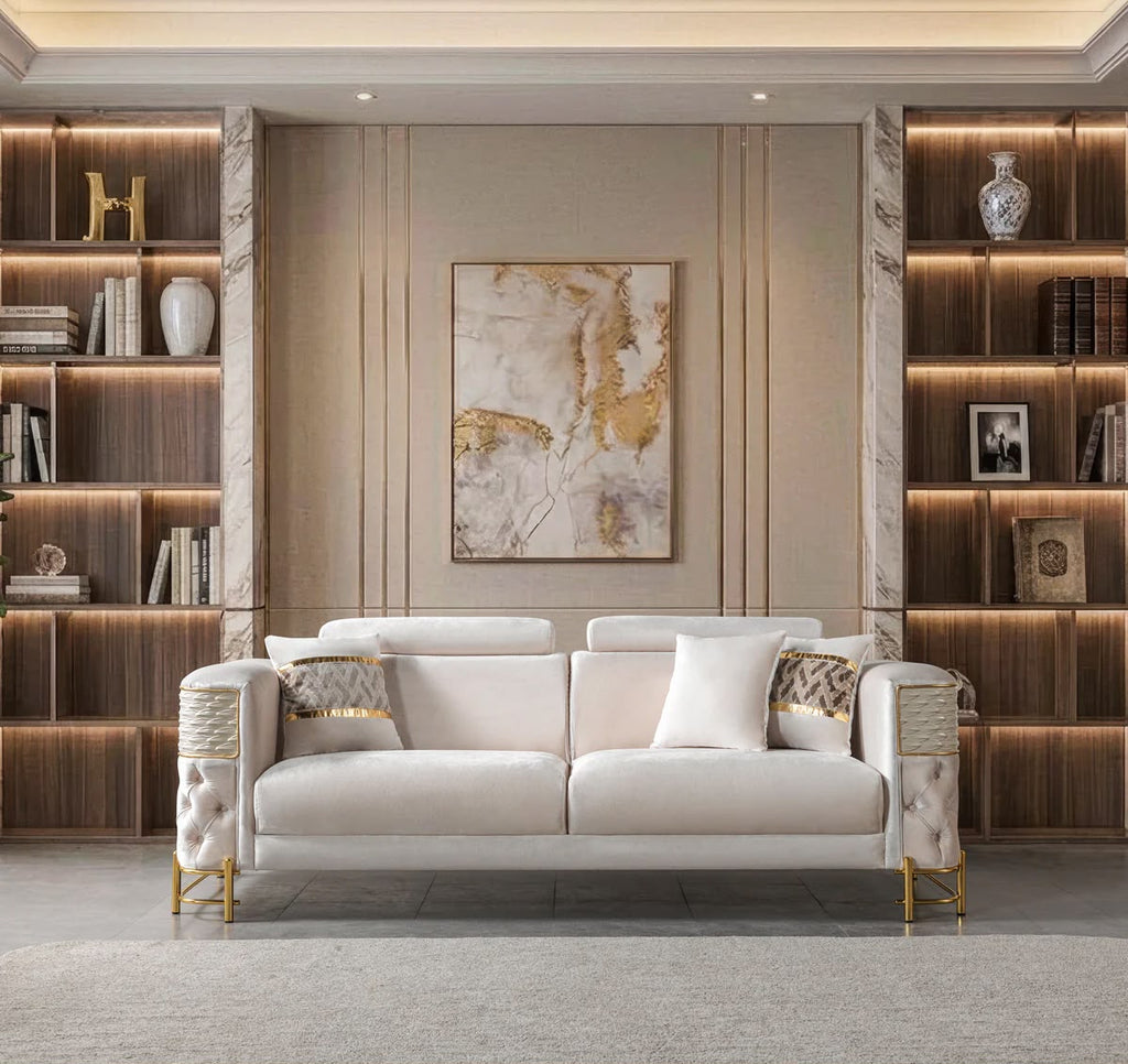 Fabiana Ivory Velvet Sofa & Loveseat
