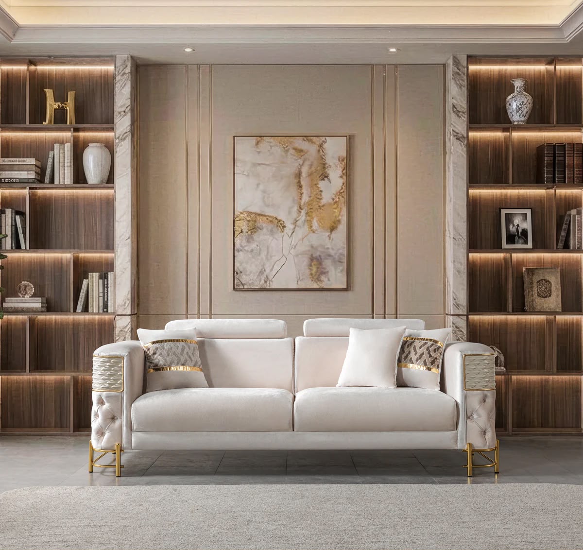 Fabiana Ivory Velvet Sofa & Loveseat