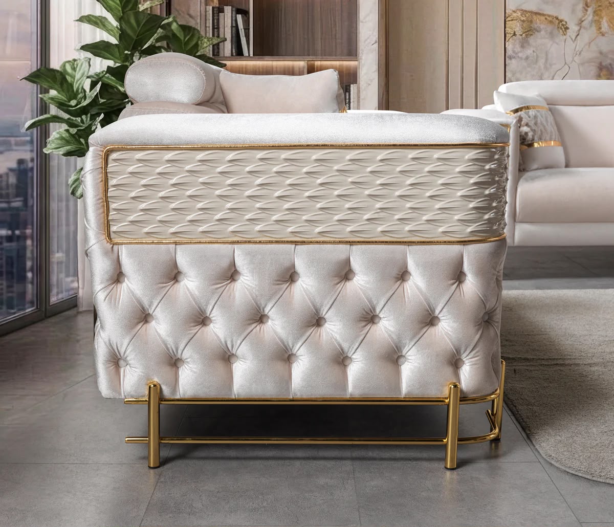Fabiana Ivory Velvet Sofa & Loveseat
