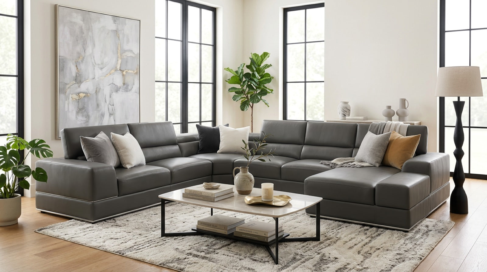 Nella Sectional Sectional Italian Leather Match