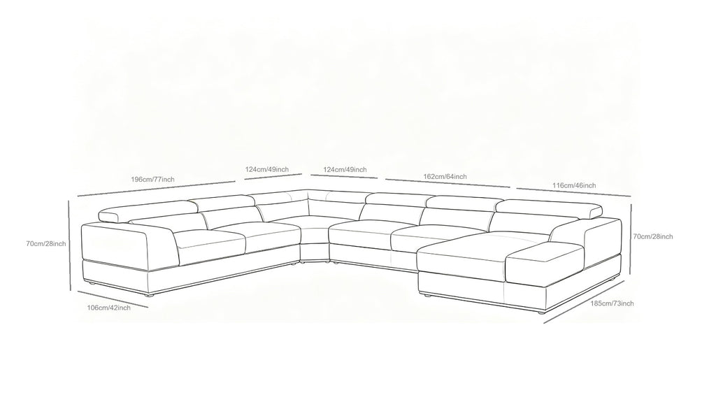 Nella Sectional Sectional Italian Leather Match