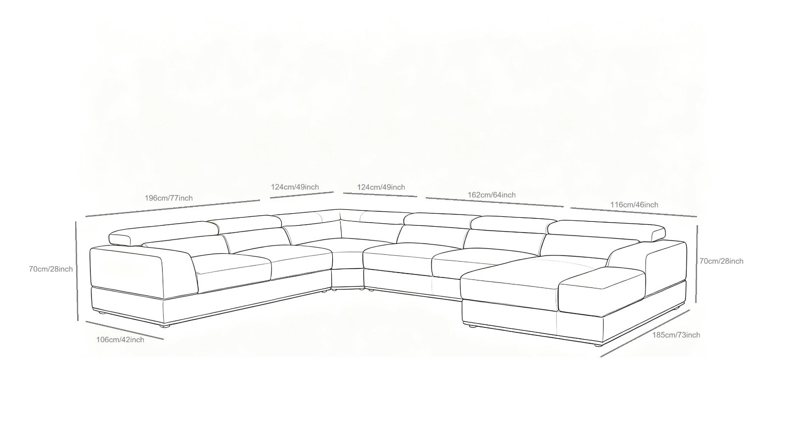 Nella Sectional Sectional Italian Leather Match
