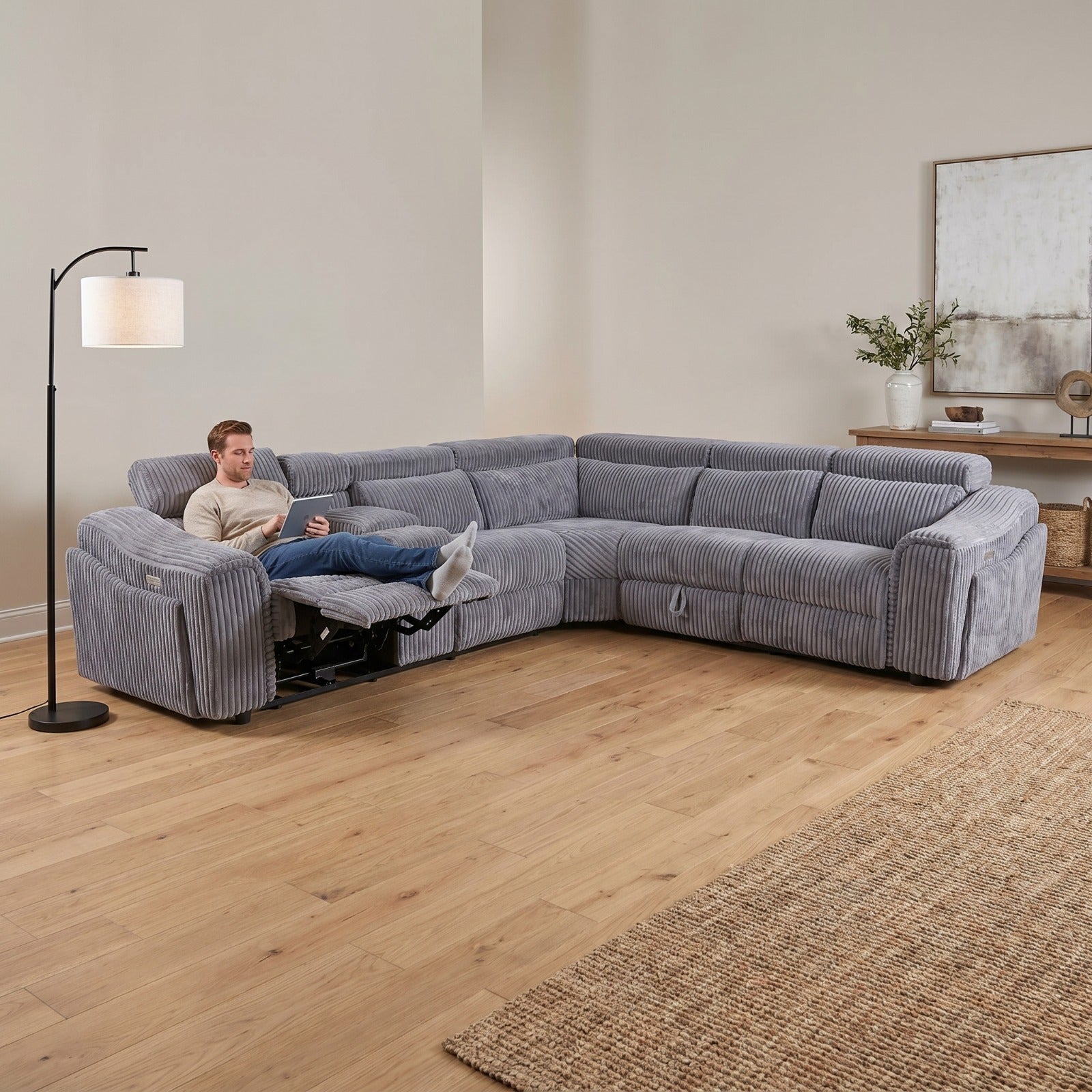 Yash Grey Sectional Recliner