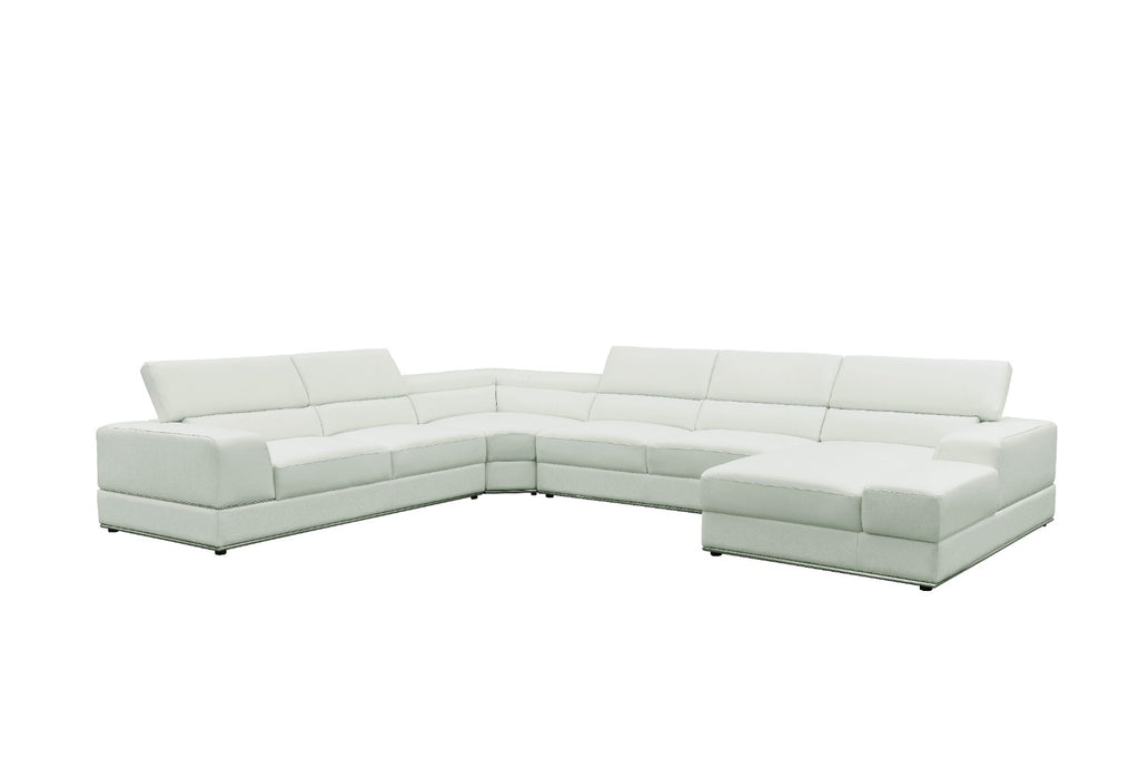 Nella White Sectional Italian Leather Match