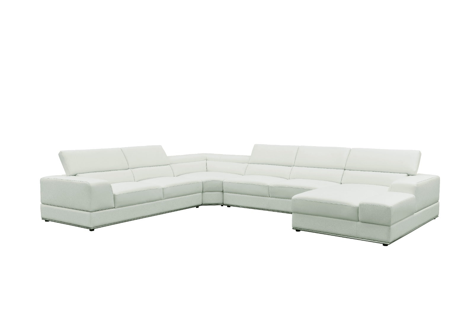 Nella White Sectional Italian Leather Match