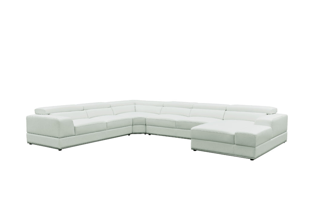Nella White Sectional Italian Leather Match