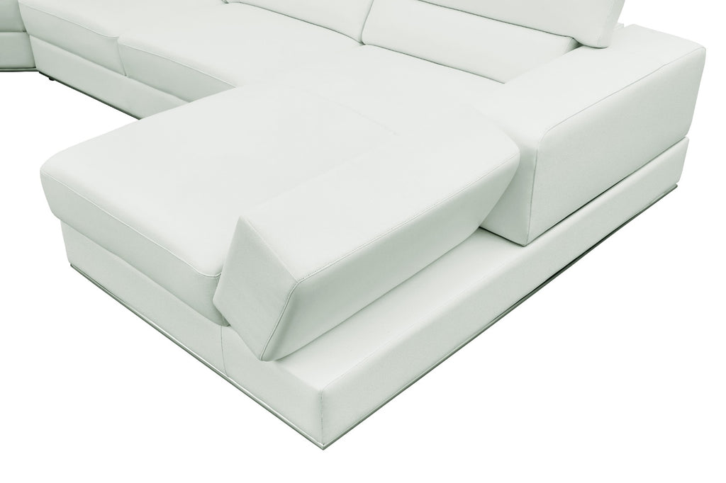 Nella White Sectional Italian Leather Match