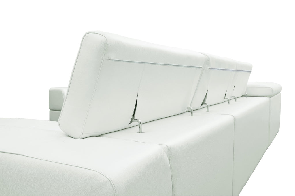 Nella White Sectional Italian Leather Match