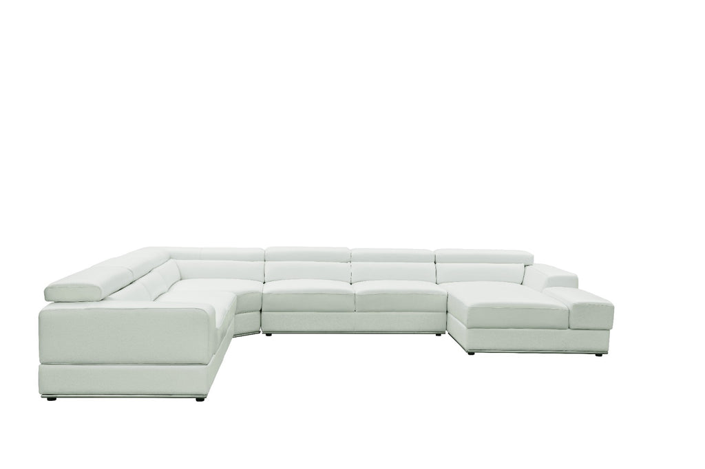 Nella White Sectional Italian Leather Match