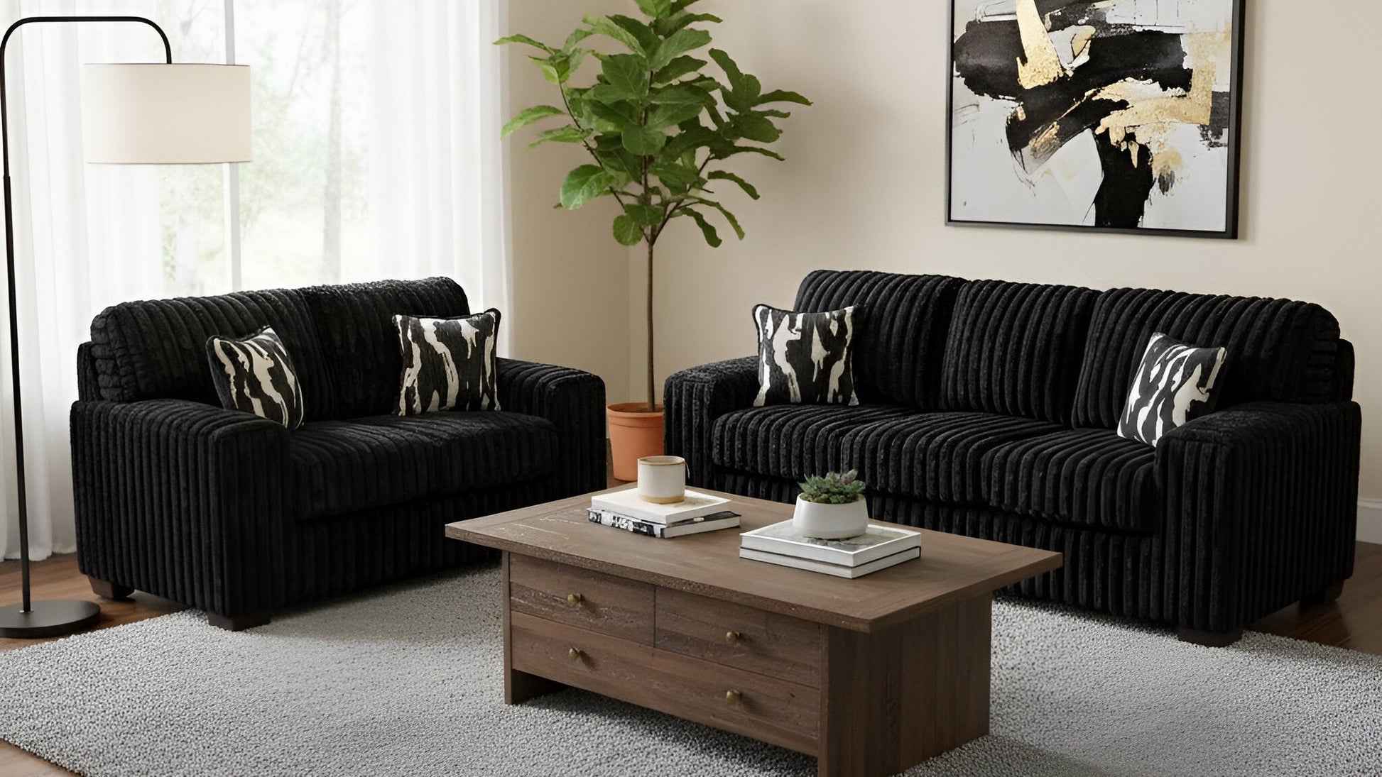 Sofa and Loveseat Black