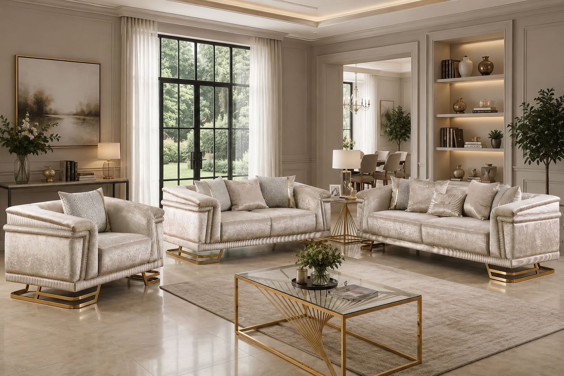Amalfi Champagne Living Room