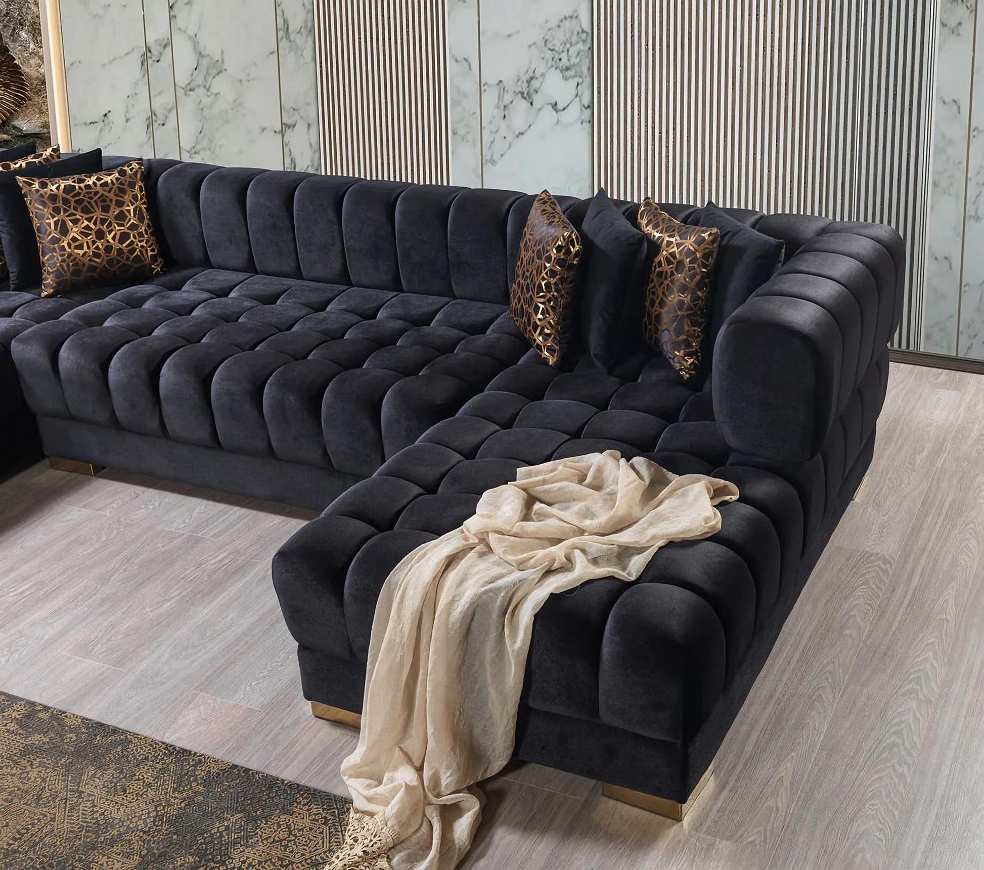 Ariana Velvet Double Chaise Sectional