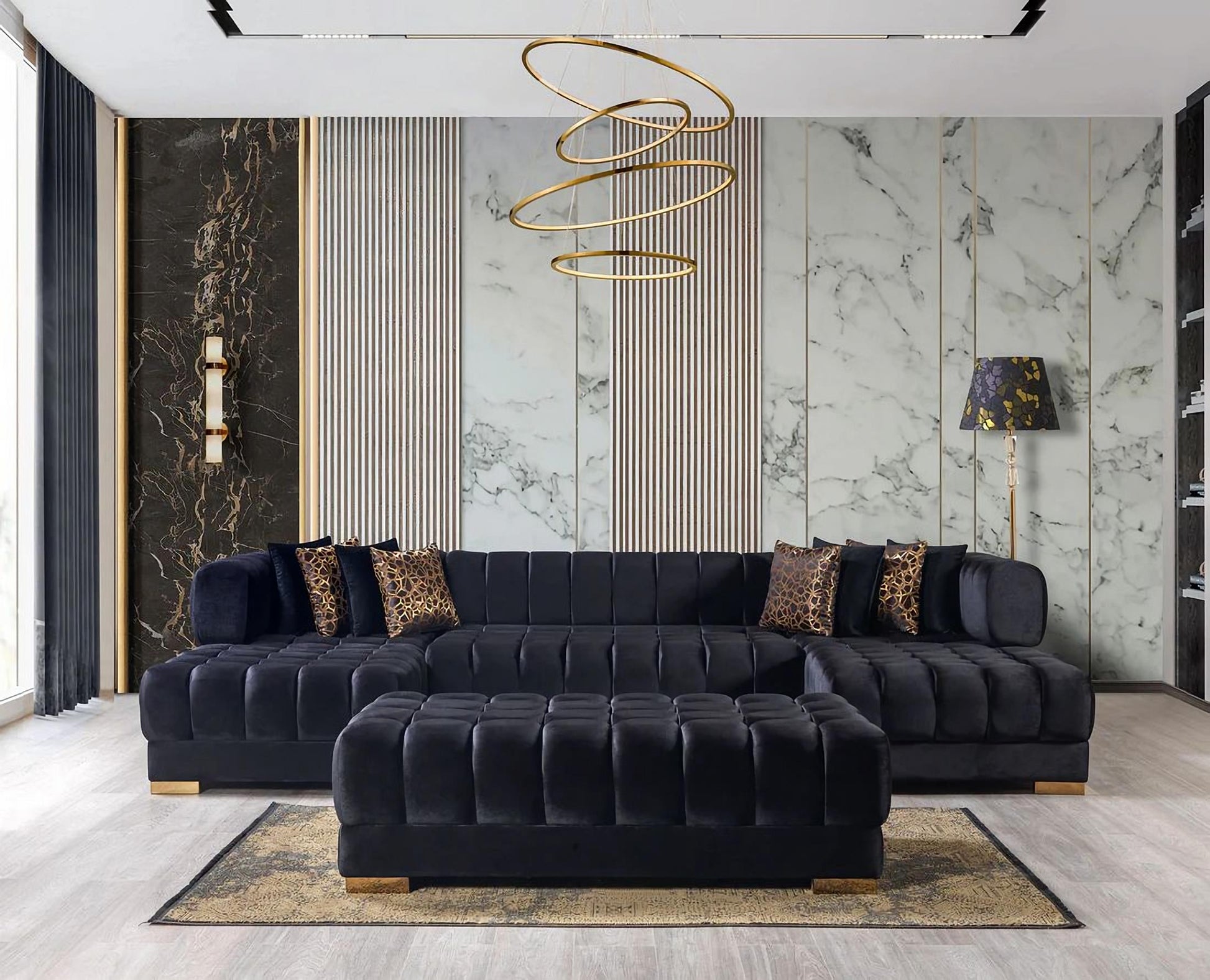 Ariana Velvet Double Chaise Sectional