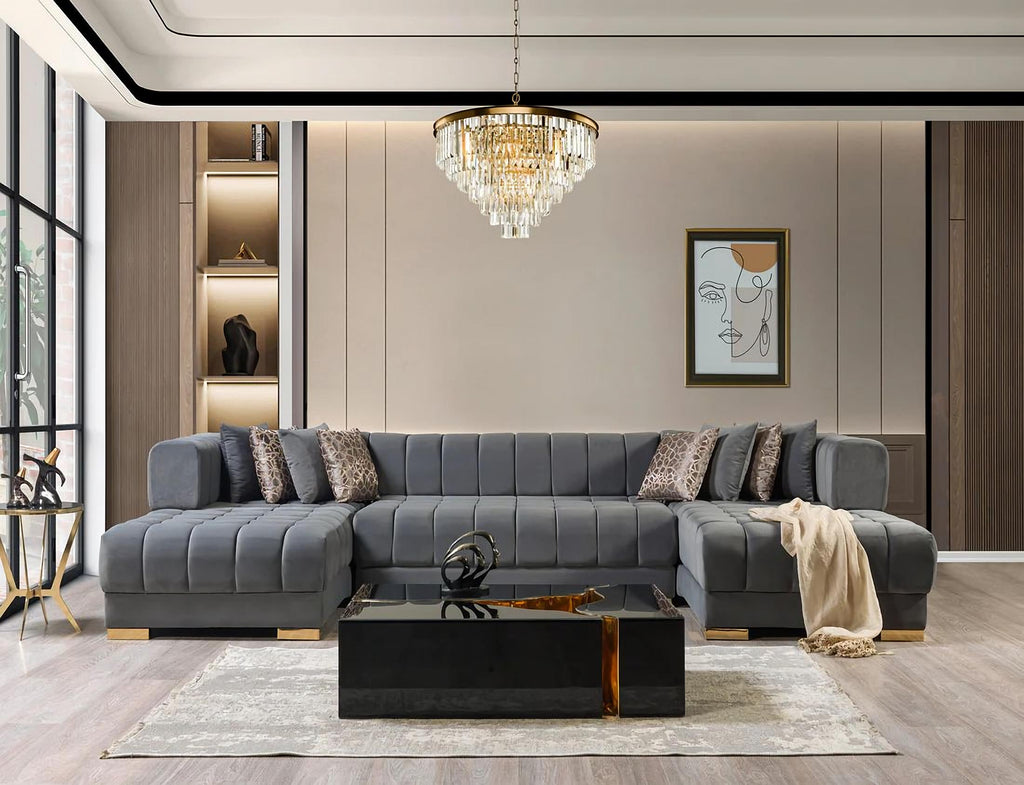 Ariana Velvet Double Chaise Sectional