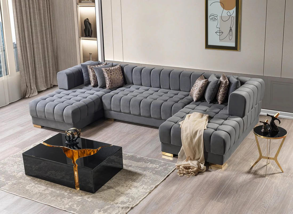 Ariana Velvet Double Chaise Sectional